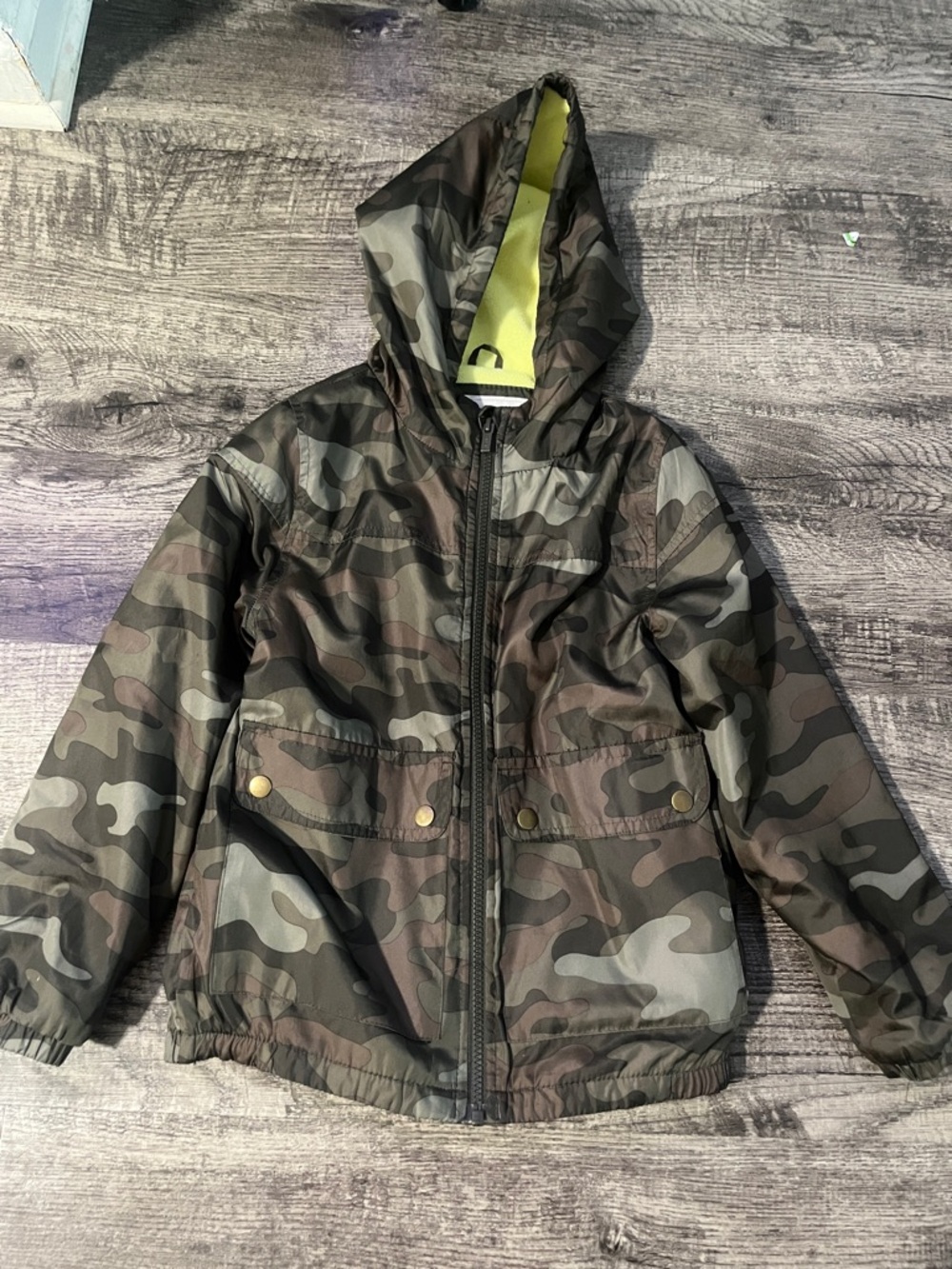 Carter's Boys' Camo Hooded Raincoat - Green & Brown size 7